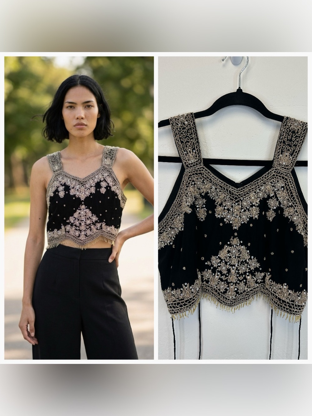 Asian Inspired Embroidered Sequins Beads Crop Top Festival Summer Dance Boho